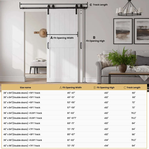 36x84 Inch Bypass Barn Door With 6.6 Ft Track Kit in modern living room design guide