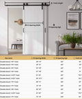 30 By 84 Inch Bypass Barn Door With Five Foot Track Hardware Kit Included H Shape Solid Core MDF Door With Waterproof PVC Surface Space Saving Sliding Door White Durable And Easy To Install No Cracking Modern Home Upgrade in a living room with a couch and wall decor.