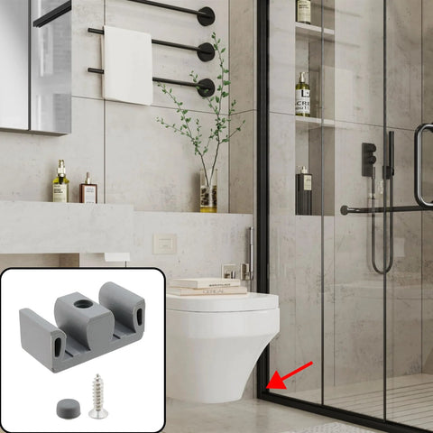 Framed Sliding Shower Door Bumpers Set, Silicone And Plastic Protectors for Glass Shower Doors installed in bathroom