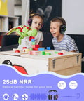 Kids wearing Kids Ear Protection Earmuffs 2 Pack For Sensory Issues Adjustable Noise Reduction Muffs Safe Non Metal Design