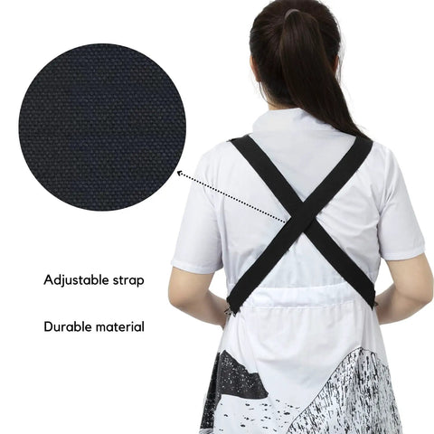 Back view of Transparent Waterproof Hair Stylist Apron With Adjustable Straps, 29.5 Inch Length, showing adjustable cross straps