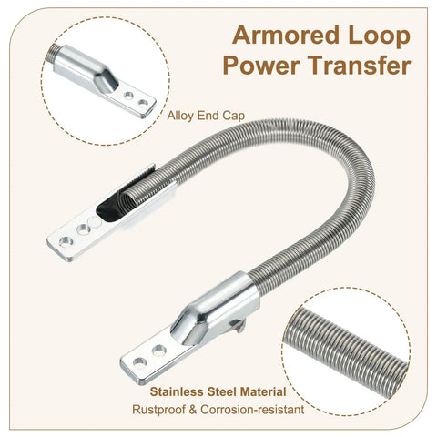 Armored Loop Power Transfer Cable Protector For Doors 7 Inch Gooseneck Fits 7.5mm Cables Silver 2 Pack stainless steel cable protector with alloy end cap