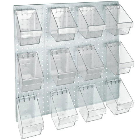 Clear Pegboard Wall Organizer With 12 Buckets 24W By 24H Panel Built To Last Heavy Duty High Impact Styrene Durable Garage And Workshop Storage