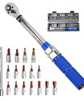 Bike Torque Wrench Set One Quarter Inch Drive 2 To 24 Nm Micro Adjustable For MTB And Road Bikes Includes Allen Keys Torx
