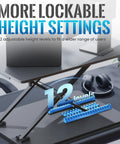 Ergonomic Standing Desk Converter With Quick Height Adjustment, 12 lockable height settings, black sit stand laptop and monitor stand.