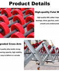 Close-up of red Fulai wheels and cross arm on Wide Adjustable Unpowered Conveyor Table With Flexible Rollers, Workhorse Extendable Length From 11.8 To 66.9 Inches, Height Adjustable From 31.5 To 47.2 Inches, Portable Warehouse Roller For Freight Handling