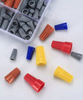 102 Pcs Wire Nut Connectors Kit With Colorful Caps and Spring Loaded Twist Nuts shown with assorted colors.