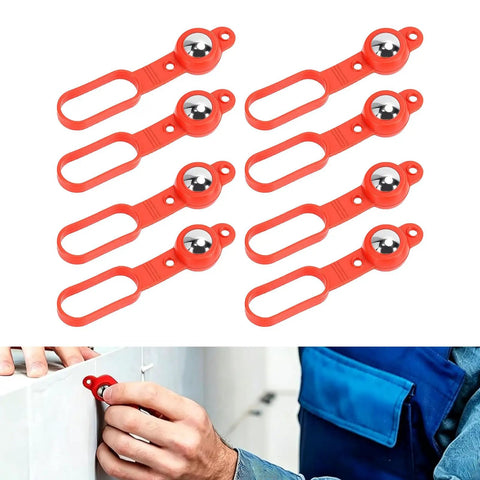 banapoy 8Pcs Magnetic Stud Finder, 27 Pounds of Pull Power, red magnetic tools for easy stud detection, user's hand demonstrating use.