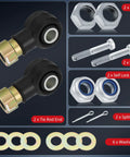 Outer Tie Rod End Set For Polaris UTVs RZR 570 800 900 And Ranger 400 425 500 570 700 800 900 1000 Ace Brutus HD GEM E2 E4 E6 EM1400 Built For Rugged Trails And Heavy Duty Steering Upgrade Real Tough Terrain Ready. 2 tie rod ends with nuts, bolts, locknuts, split pins, and washers