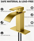 Waterfall Spout Single Handle Bathroom Faucet For 1 Hole Sink With Ultra Wide Water Flow Sleek Modern RV Lavatory Vanity Tap