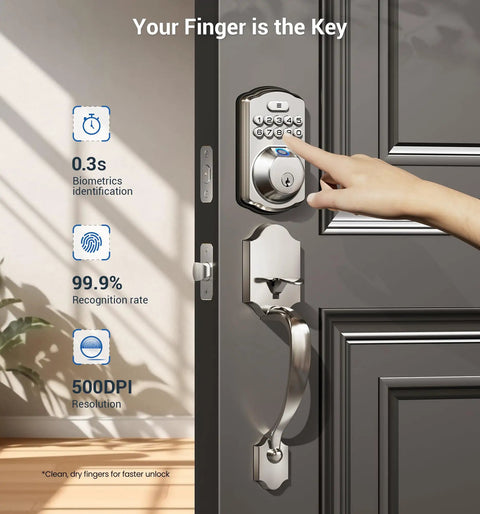 Smooth Keyless Entry Into The House Daily Without Breaking A Sweat Thanks To This Biometric Fingerprint Deadbolt Lock Featuring A Robust Nickel Handle Set For Lightning Fast Pin Code Access And Zero Headaches Down The Road