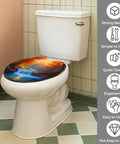 Toilet Seat Round Resin for Bathroom with colorful nature design, suitable for 4-7 inches fittings, easy to clean.