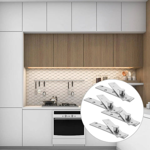 Hidden Pivot Door Hinges Set Of 4 Stainless Steel Sleek Rust Resistant Invisible Door Hardware in a modern kitchen scene