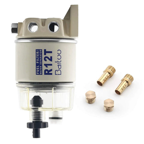 Marine Fuel Water Separator Filter, 10 Micron Replacement For S3240 with brass fittings, R12T model visible