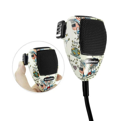 Noise Canceling CB Microphone With 4 Pin Input for Amateur Radio and SSB Communications; USA HAM edition design detail.