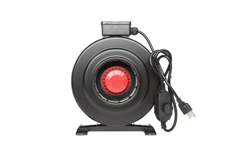 6 Inch Inline Fan Kit With 400 CFM, Built In Speed Controller, Carbon Filter, And 25 Foot Ducting for grow tents, front view