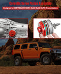High Performance Servo Piston Assembly Beefed Up Upgrade Kit For GM 700R4 4L60E 4L65E 4L70E Transmissions With Cover Snap Ring And Pin Aluminum Alloy Durability For Heavy Duty Trucks, red piston installed on transmission