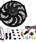 Heavy Duty 12 Inch Electric Radiator Fan In Black Delivers Sweet 800 CFM Cooling Through Ten Precision Balanced Blades and accessories