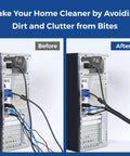 Before and after using Split Loom Wire Cover One Half Inch By Ten Feet, Flexible Cord Protector Tubing for Wires, on computer cables