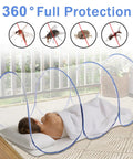 Two Large Pop Up Mosquito Nets Set For Bed Camping And Travel Portable Foldable Bug Netting Mesh Canopy For Adults, 74.8x35x35 Inches