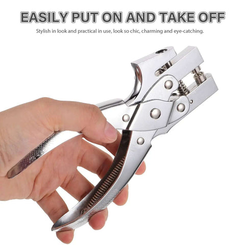 Handheld Metal Hole Puncher For Office And Crafts shown in hand, compact design, titanium alloy, single-hole puncher for paper and cardstock.