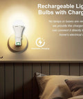 10 Pack Rechargeable Emergency Light Bulbs For Power Outages And Camping in bedroom with charger, 9W E27 8500K