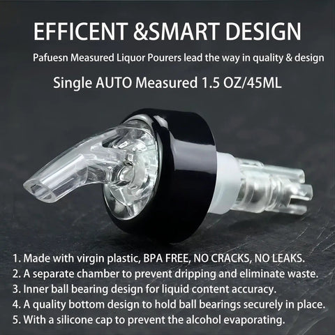 3 Pack Measured Pour Spouts For Alcohol, Shot Pourers For Cocktails And Liquor, Dispenser Bar Bartending Tool, Precise 1.5 Oz 45 Ml Pour, Perfect For Home Bar Or Pro Grade Commercial Use, clear BPA-free plastic measured pour spout