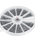 Top Shelf 600 Piece Micro Stainless Steel Screw And Nut Assortment Kit arranged in a clear 8cm circular case, ideal for repairs.