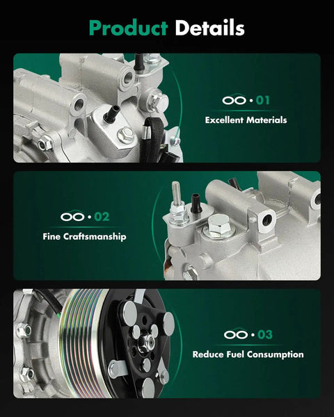 Rock Solid AC Compressor For Honda Civic One Point Eight Liter Engine Years Two Thousand Six Through Two Thousand Eleven showing quality materials and components.