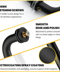 Close-up of Sleek Matte Black Shower Door Handle With Six Inch Center To Center showing hidden screws and smooth edges, highlighting durability.