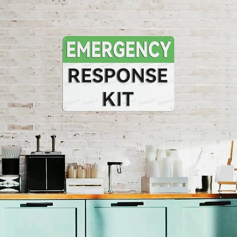 Emergency Response Kit Retro First Aid Sign 12 By 8 Inches Weatherproof Aluminum Marker for wall decor indoors