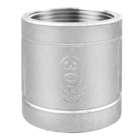 Heavy Duty Stainless Steel 304 Cast Pipe Fitting Coupling 2 Inch NPT Female To 2 Inch NPT Female, corrosion resistant, side view