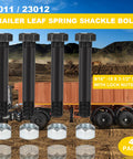 Nine Sixteenth Inch Eighteen Thread Trailer Leaf Spring Shackle Bolts With Nuts Three And One Half Inch Long Four Pack