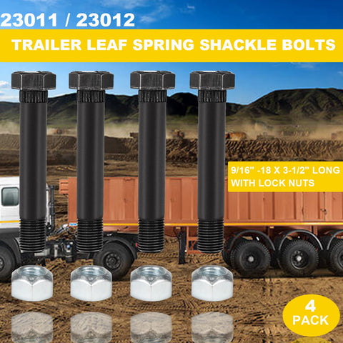 Nine Sixteenth Inch Eighteen Thread Trailer Leaf Spring Shackle Bolts With Nuts Three And One Half Inch Long Four Pack