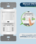 In Wall PIR Motion Sensor Light Switch 4 Pack With Neutral Wire Required Single Pole Auto On Auto Off Occupancy Sensor 500W 4A On Off