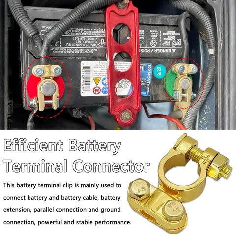 Brass Battery Terminal Connector Clamps Kit For Top Post Terminals Marine Car Boat RV Battery Protectors showing installation