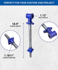 18 Inch Diy Vise Screw For Custom Benches With Beefy Solid Steel Main Screw And Cast Iron Body In Blue Metallic Finish
