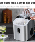 Quiet Countertop Nugget Ice Machine Packs Self Cleaning Tech And Instant Chill Power To Drop Snack Sized Pebble Ice Hella Fast For Weekend Hangouts And Tailgates, filling water.