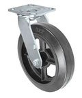 Heavy Duty Drywall Cart Dolly Featuring Smooth Gliding 8 Inch Swivel Casters And Rock Hard Rubber On Cast Iron Wheels close-up of 8x2 rubber wheel.