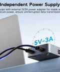 Independent power supply for Dual Bay Raid Enclosure For M.2 Nvme Sata Ssd with external 5V 3A adapter.