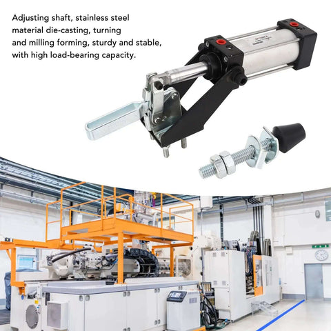 Beefy Pneumatic Toggle Clamp With 340kg Holding Force, G1/8in Air Cylinder Clamp for welding and mold making in industrial setting.