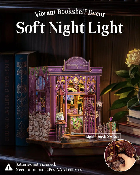DIY Miniature Book Nook Kit With LED Light 3D Wooden Puzzle Bookshelf Insert Decor Astrology Themed Bookshop Craft