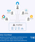 Diagram showing Two Independent In-Wall Smart Plug With Matter Support, Energy Monitoring, compatible with Alexa, Google, Apple, SmartThings