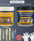 2 Lb Epoxy Putty Sculpt Clay For Modeling And Repair, shown in two 16oz containers with sculpting tools and gloves