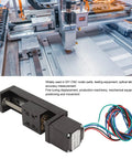 50mm Stroke Mini Linear Rail Guide Slide Actuator Built Like A Workhorse Featuring Heavy Duty Alloy Stepper Motion Stage angled view with wires