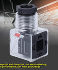 Transparent hydraulic solenoid coil plug with light indicator, DC24V, universal socket for hydraulic systems, DIY ready.
