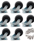 Built Tough 8 Piece 1 Inch Swivel Caster Wheels Featuring Precision Ball Bearings And Quiet Rubber Tires For Heavy Duty Carts Furniture And Workshop Tables Smooth As Silk.