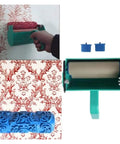 Top Tier 5 Inch Pattern Texture Paint Roller With Grippy Embossed Handle For Swift Diy Wall Murals And Slick Latex Coating That Covers Imperfections Like A Badass Champion demonstrating textured paint application.