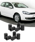 Premium Silicone Vacuum Hose Caps Kit For 16mm Intake Lines, black end plugs in front of a white car