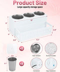 Dimensions of Detachable Hair Dryer Holder and Tool Organizer With 3 Stainless Steel Cups, Wall Mounted Bathroom Storage